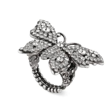 gucci crystal butterfly ring|GUCCI .